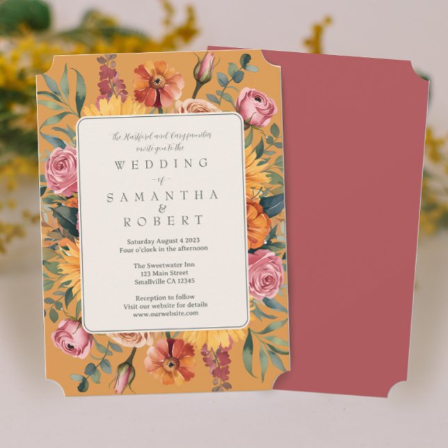Elegant Fall Wedding Bold Floral Border Invitation (Creator Uploaded)