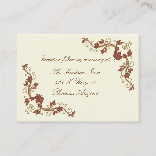 Elegant Fall Wedding enclosure cards (Front)