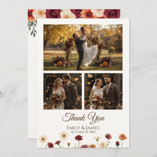 Elegant Fall Wedding Flat Thank You Card