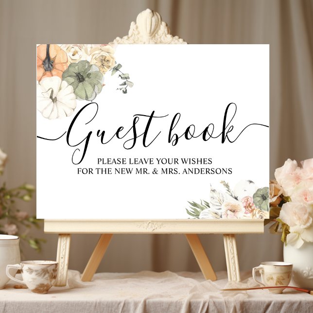 Elegant Fall Wedding Guest Book Sign | Watercolor  (Creator Uploaded)