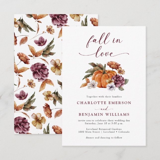 Elegant Fall Wedding Invitation (Front/Back)