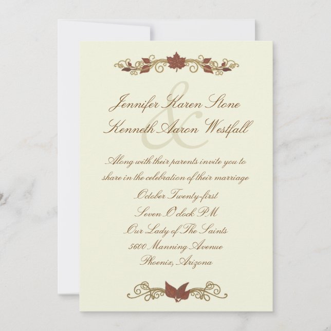 Elegant Fall Wedding Invitation (Front)
