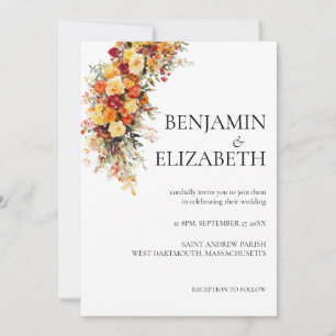 Elegant Fall Wedding Invitation Cascading bouquet