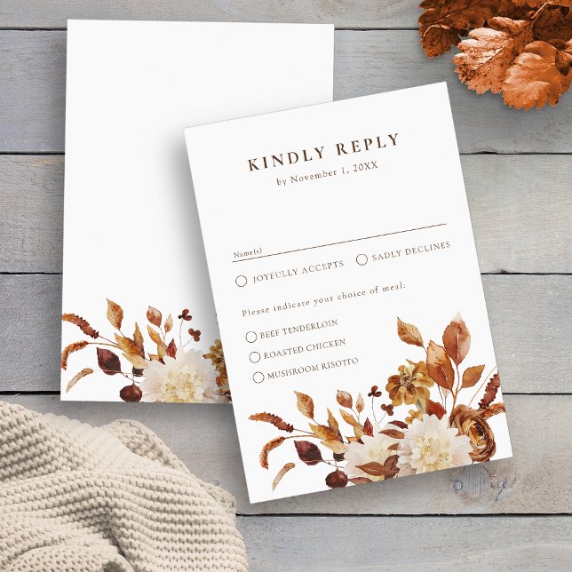 Elegant Fall Wedding RSVP Card (Elegant Fall Watercolor Floral Wedding RSVP Card by Painted Paperie
)