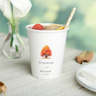 Elegant Fall Wedding Rustic Autumn Tree Wedding  Paper Cups