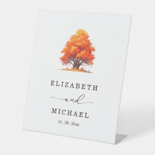 Elegant Fall Wedding Rustic Autumn Tree Wedding Pedestal Sign