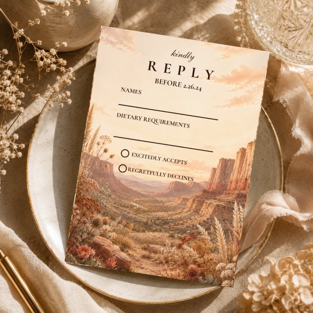 Elegant Fall Western Wedding RSVP Card (Creator Uploaded)