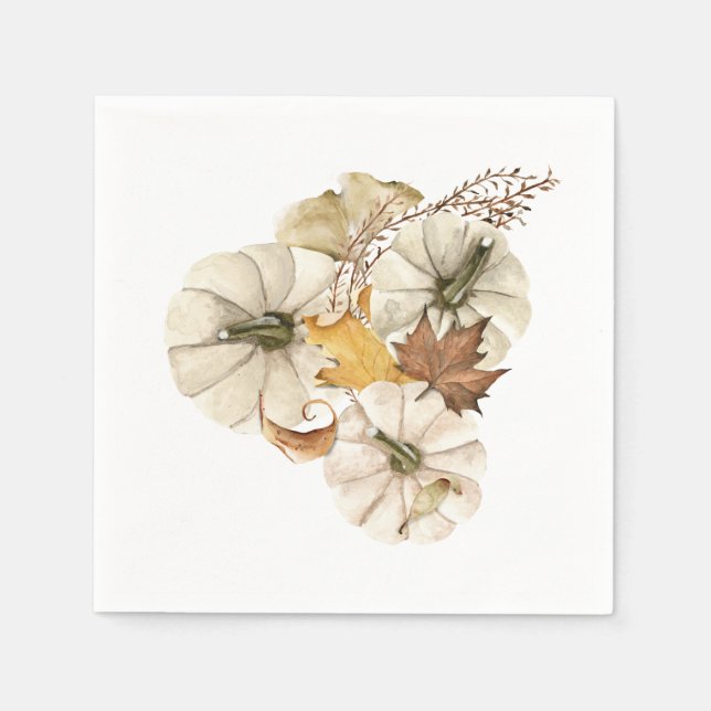 Elegant Fall White Pumpkin Napkin (Front)