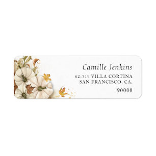 Elegant Fall White Pumpkin Return Address