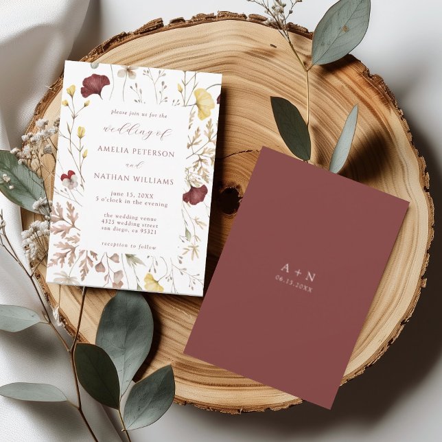 Elegant Fall Wildflower Botanical Wedding Invitation (Creator Uploaded)