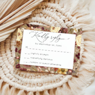 Elegant Fall Wildflower Floral Wedding RSVP Card
