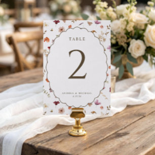 Elegant Fall Wildflower Oval Wedding Table Numbers