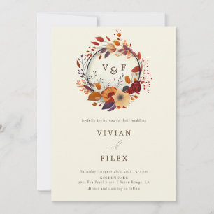 Elegant Fall Wildflower Photo Qr Code Wedding Invitation