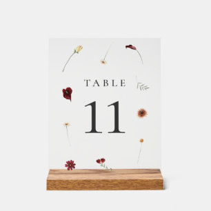 Elegant Fall Wildflower Wedding Table Number #10 Acrylic Sign