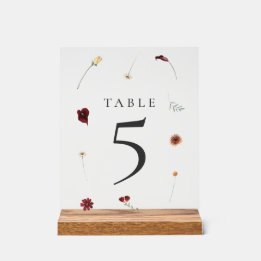 Elegant Fall Wildflower Wedding Table Number #5 Acrylic Sign