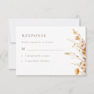  Elegant Fall Wildflowers Wedding RSVP Card