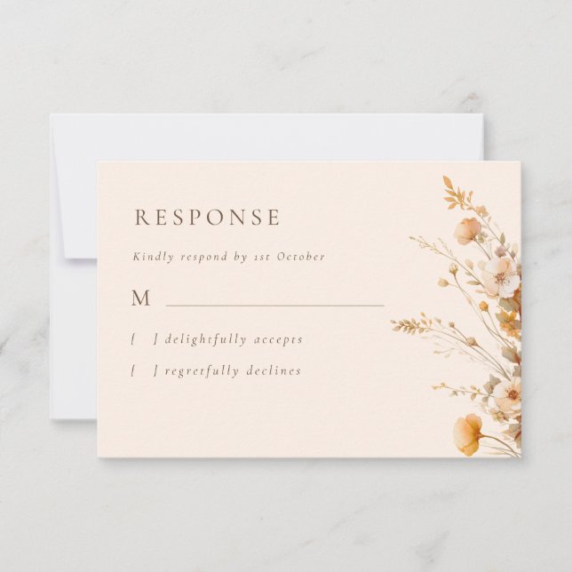  Elegant Fall Wildflowers Wedding RSVP Card (Front)