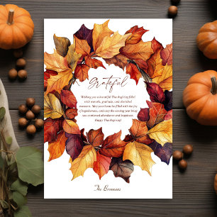 Elegant Fall Wreath Rustic Thanksgiving Holiday Card