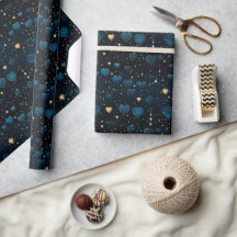 Elegant Falling Cosmic Hearts in Blue and Gold