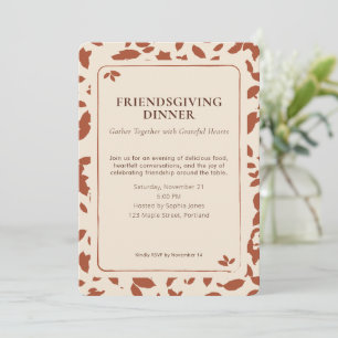 Elegant Falling Leaves Friendsgiving Dinner Party Invitation