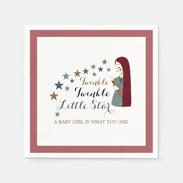 Elegant Falling Stars, Baby Shower Napkin (Front)
