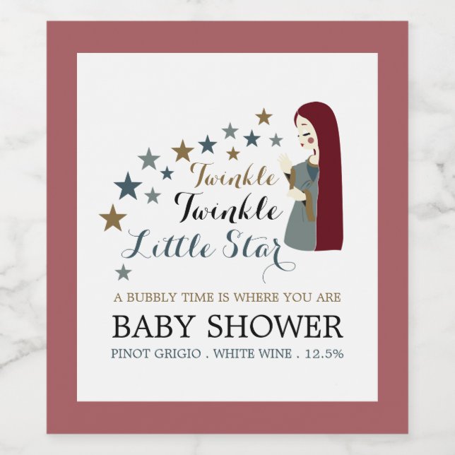 Elegant Falling Stars, Baby Shower Wine Label (Single Label)