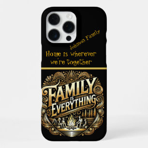 Elegant Family Beach Campfire Gold Scene iPhone 16 Pro Max Case