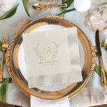 Elegant family botanical monogram and name gold<br><div class="desc">Custom family monogram classic vintage botanical laurels crest elegant chic gold foil paper napkins.         A luxury elegant table decoration for weddings,  anniversaries,  housewarmings,  new home,  Thanksgiving,  Christmas,  family reunions or any other occasion.</div>
