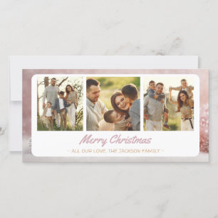 Elegant Family Christmas Greetings 3 Photo Collage Holiday Card