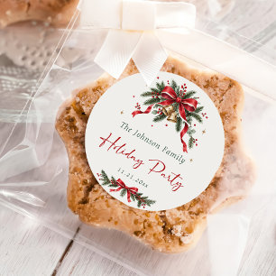 Elegant Family Holiday Party Classic Round Sticker
