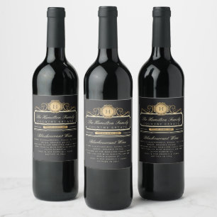 Elegant Family Home Gold Ingredients Wine Wine Label