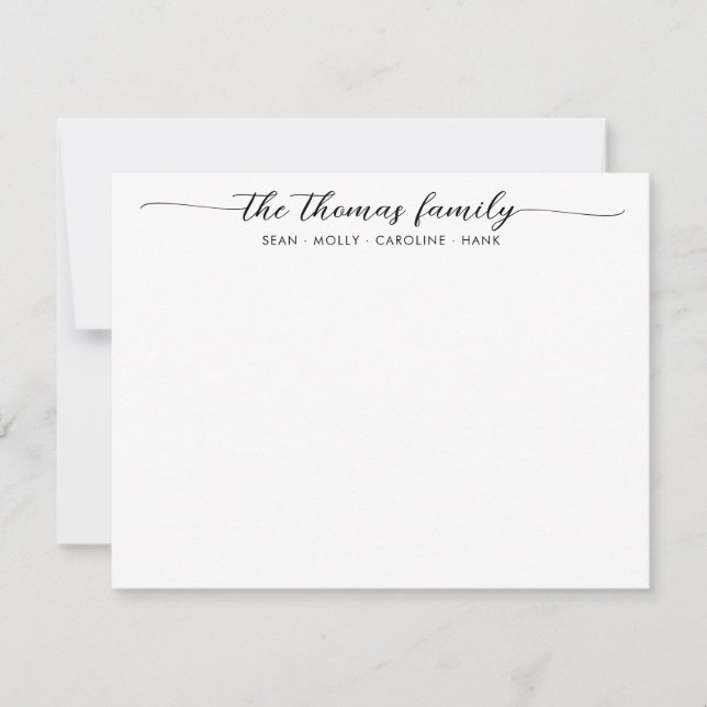 Elegant Family Name Black Script Font Calligraphy Card (Front)