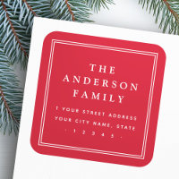 Elegant family name border red return address
