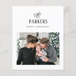 Elegant Family Name   Christmas Photo Budget Card