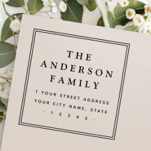 Elegant family name square border return address