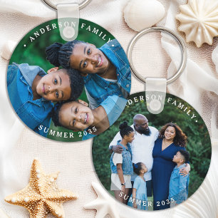Elegant Family Personalized Modern Simple 2 Photo  Key Ring
