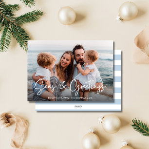Elegant Family Photo Beach Christmas  Holiday Card