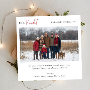 Elegant Family Photo Feliz Navidad Christmas Red Holiday Card