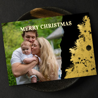 Elegant family photo golden tree black