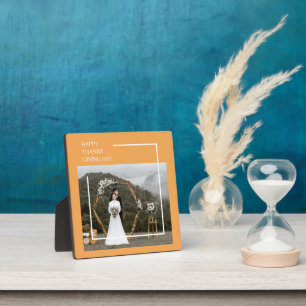 Elegant Family Photo & Happy Thanksgiving Plaque