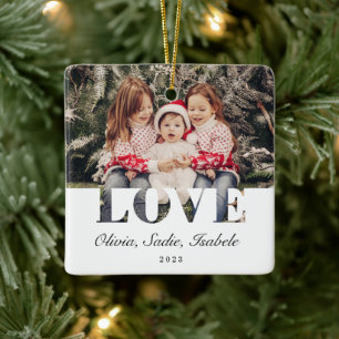 Elegant Family Photo Love Ceramic Ornament