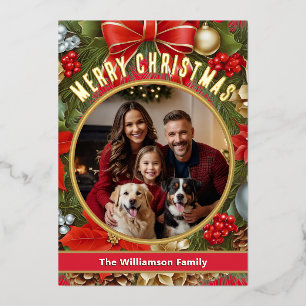 Elegant Family Photo Merry Christmas Greeting