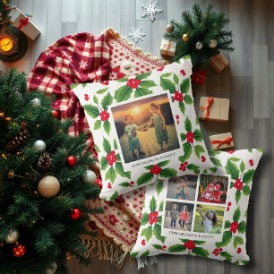 Elegant family photos personalised christmas cushion