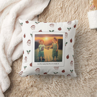 Elegant family photos personalized christmas cushion