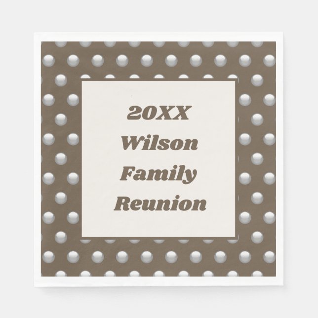 Elegant Family Reunion Silver Polka Dot Pattern Napkin (Front)