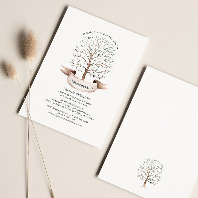 Elegant Family Reunion Watercolor Tree Invitation (Creator Uploaded)