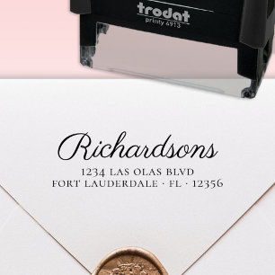 Elegant Family Surname Script Return Address Self- Self-inking Stamp