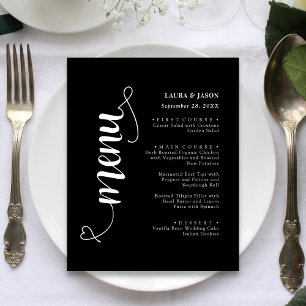 Elegant Fancy Script Wedding Menu Card For Plate