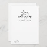 Elegant Fancy Script Wedding Well Wishes Advice Card<br><div class="desc">This elegant fancy script wedding well wishes advice card is perfect for a rustic wedding. The simple and elegant design features classic and fancy script typography in black. These cards are perfect for a wedding, bridal shower, baby shower, graduation party & more. Personalise the cards with the names of the...</div>