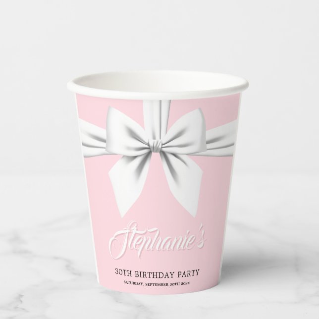 Elegant Fancy Tiffany Birthday Tableware Pink Paper Cups (Front)